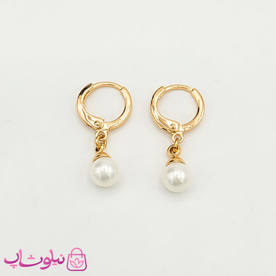 گوشواره آویز ژوپینگ مدل مروارید سفید قطر 6 میل کد 3191