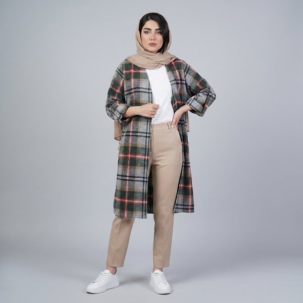 مانتو اسپرت چهارخونه پشمی پاییزه