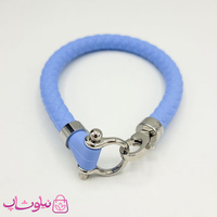 خرید  دستبند امگا رابر آبی روشن با قفل نقره ای مردانه زنانه کیفیت مستر 