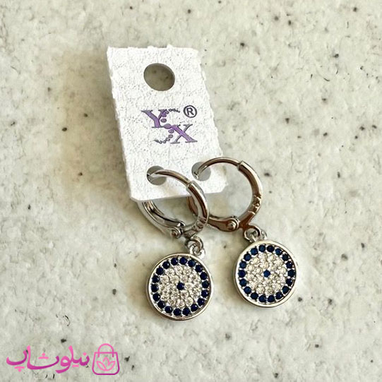 خرید  گوشواره زنانه YSX مدل چشم نظر نقره ای رنگ 