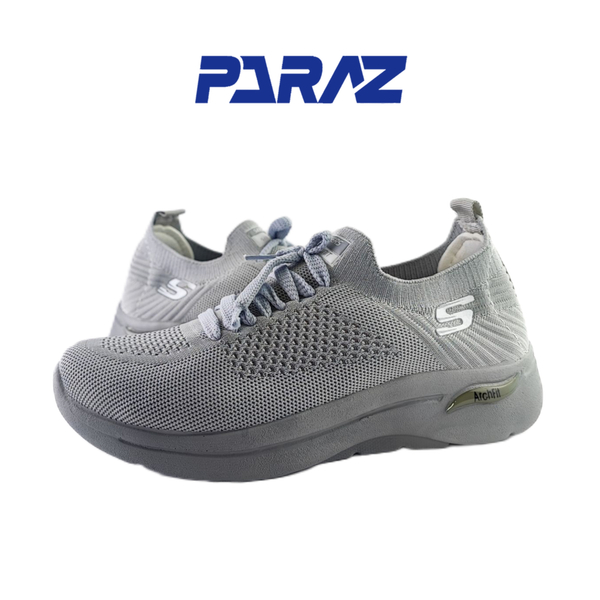 خرید کفش اسپرت و روزمره زنانه و پسرانه برند اسکچرز Skechers مدل بافتی بندی طوسی