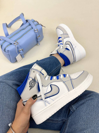 خرید  کتونی ونس ساقدار زنانه ساقدار ایر جردن بلو فانتوم NIKE JORDAN1 blue fantom 