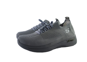 کفش اسپرت و روزمره زنانه و پسرانه برند اسکچرز Skechers مدل بافتی بندی طوسی کد 237