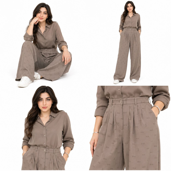شلوار زنانه فول بگ کرپ ریزشی طرح miu miu