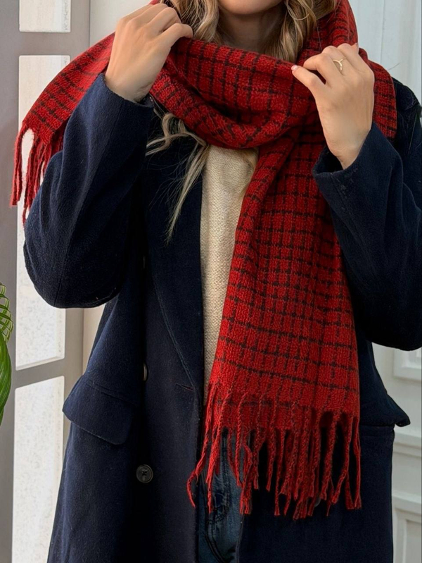 شال پاییزه زرشکی وارداتی