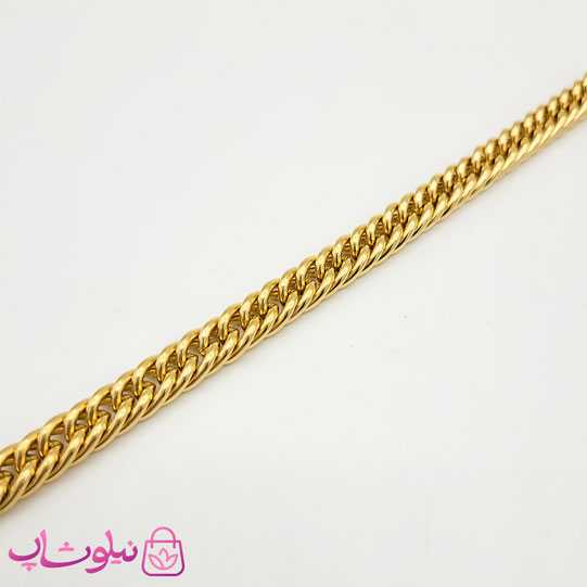دستبند مردانه زنجیری مدل کارتیه استیل طلایی کد 300