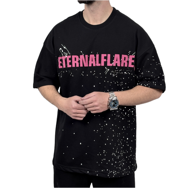 تیشرت آستین کوتاه مردانه مشکی دونخ مدل ETERNALFLARE