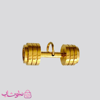 خرید  گردنبند اسپرت مدل دمبل ورزشی طلایی استیل (اندازه پلاک درشت) 