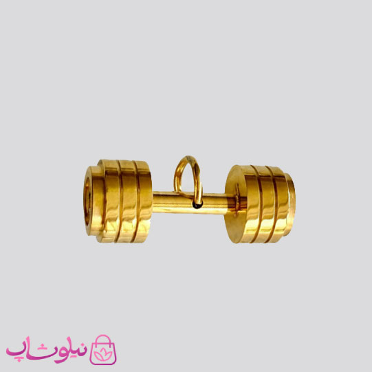 خرید  گردنبند اسپرت مدل دمبل ورزشی طلایی استیل (اندازه پلاک درشت) 