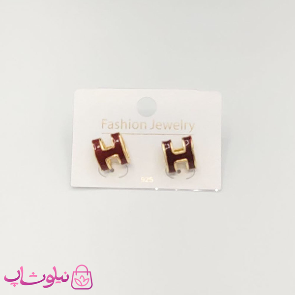 خرید  گوشواره زنانه هرمس استیل رنگ زرشکی 