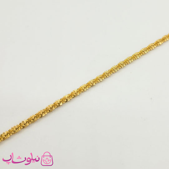 دستبند زنانه مدل زنجیر خاویاری استیل طلایی کد 99