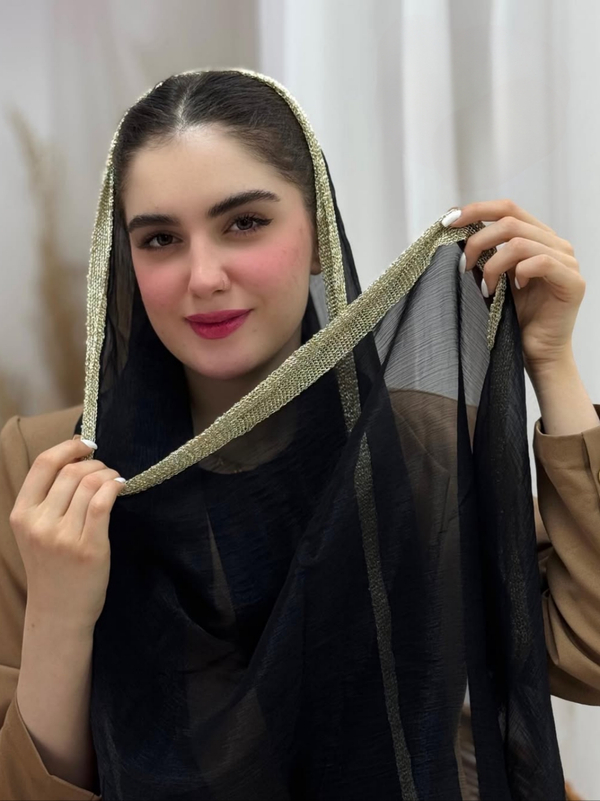 شال زنانه حریر شاین دور طلایی