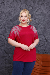 بلوز زنانه ویسکوز نگین دار طرح بال فرشته کد 55