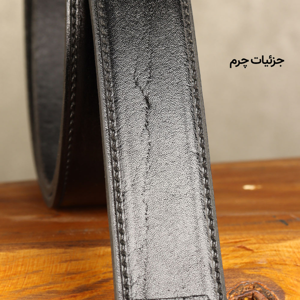 کمربند مردانه بیورا مدل چرم طبیعی میخی کد k010-black