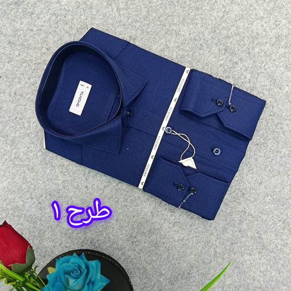 پیراهن استین بلند مردانه تک رنگ قواره رسمی_ پارچه فلورا کد B312