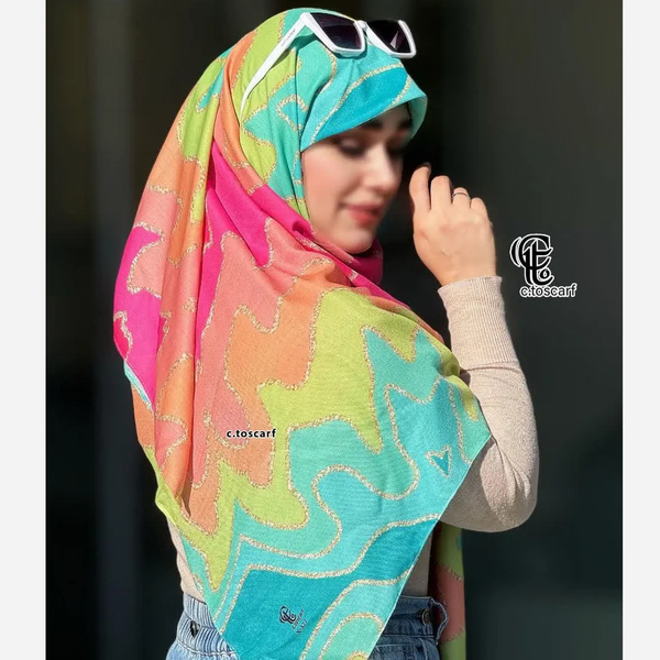 خرید روسری نخی کاستوم طرح درسا قواره 110 