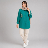 مانتو کتان زنانه طرح کاکتوس گلدوزی