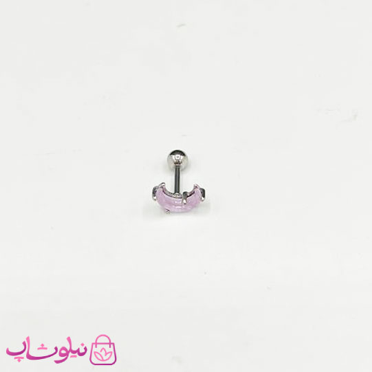 خرید  پیرسینگ گوش طرح ماه بنفش شفاف 