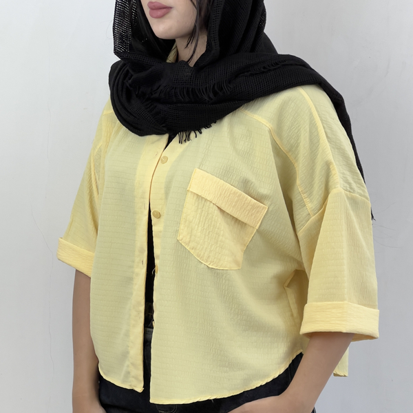 شومیز باکسی زرد کَره ای مدل لوفن