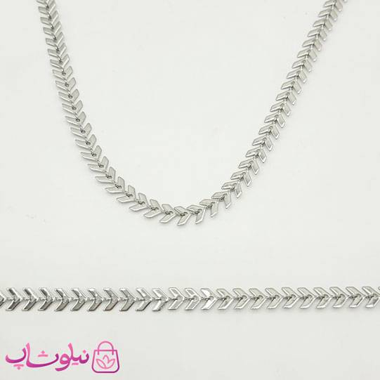 خرید ست گردنبند و دستبند دخترانه مدل گندم استیل سیلور