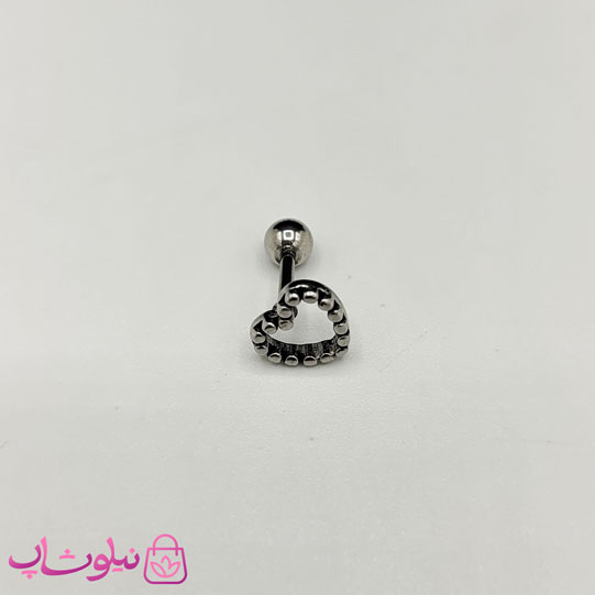 خرید  پیرسینگ گوش استیل مدل قلب توخالی 