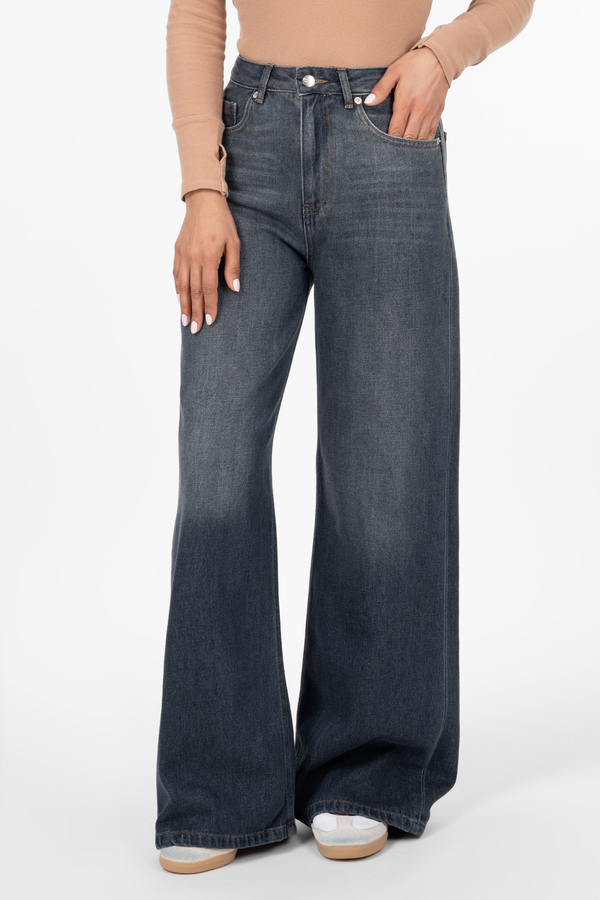 خرید شلوار جین زنانه بگی طوسی آبی تیره رویال جک پات Royal Jackpot