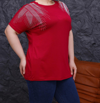 بلوز زنانه ویسکوز نگین دار طرح بال فرشته کد 55