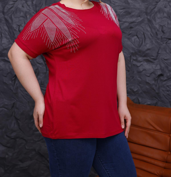 بلوز زنانه ویسکوز نگین دار طرح بال فرشته کد 55