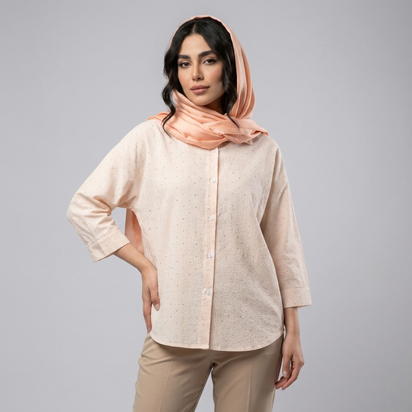 خرید شومیز زنانه راه راه نگین دار 