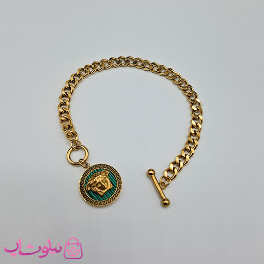 خرید دستبند زنانه ورساچه مدل شیر سبز برجسته