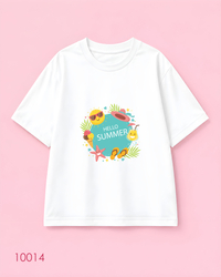 خرید تیشرت اورسایز نخ پنبه طرح Hello Summer ساحلی