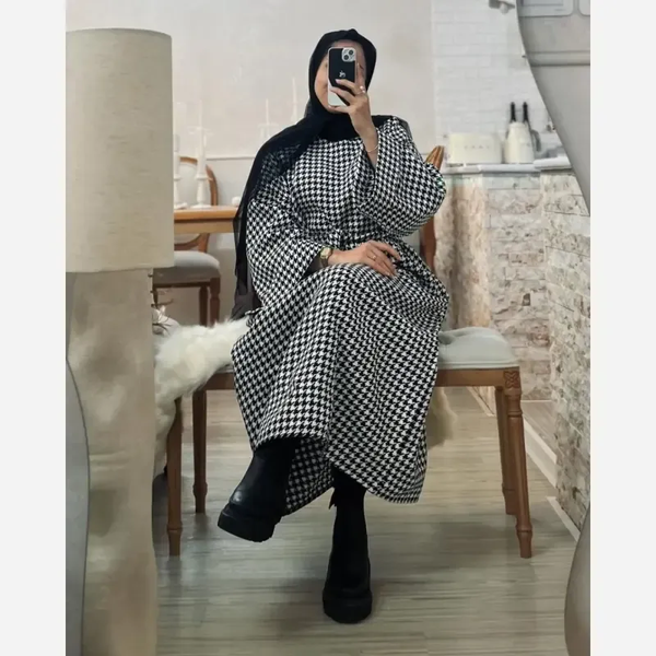 خرید کفتان زنانه مدل زارا جنس پیردوپیل رنگ مشکی فری سایز