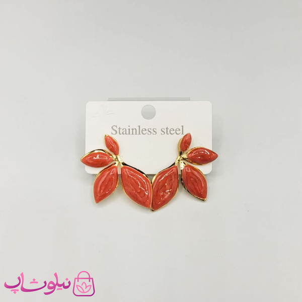 خرید گوشواره زنانه پینترستی مدل گل قرمز مرجانی