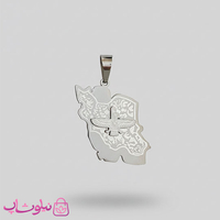 خرید  گردنبند فروهر و نقشه ایران مدل نقره ای رنگ 