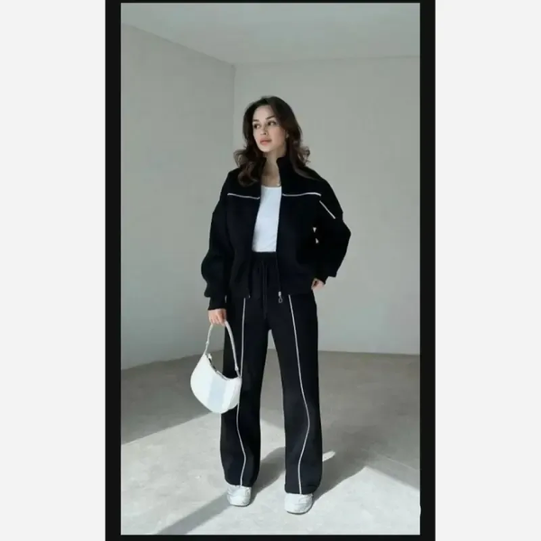 خرید ست دوتیکه سویشرت و شلوار دورس داخل کرکی مغزی دوزی فری سایز زنانه 
