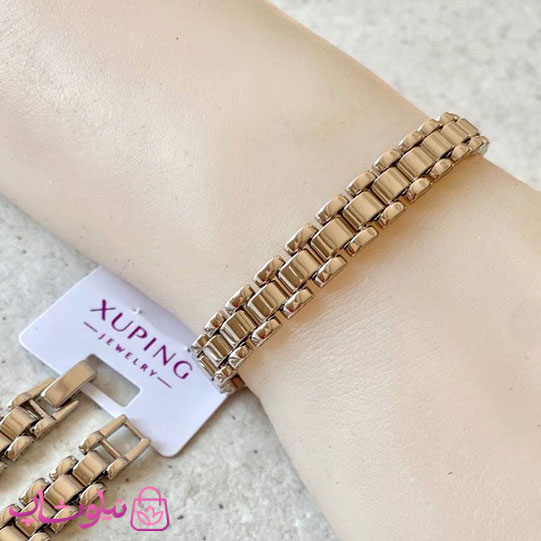 خرید دستبند ژوپینگ طرح رولکس نقره ای طول 19.5 سانت