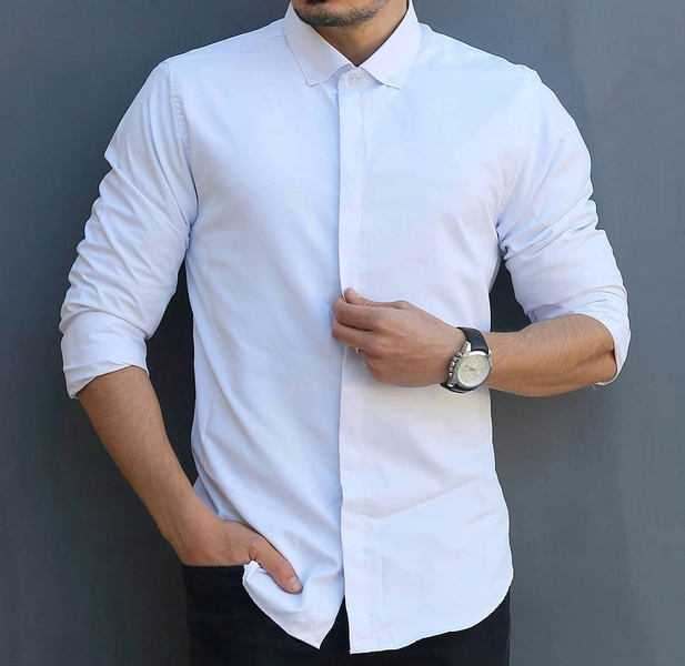 خرید خرید پیراهن سفید پارچه دوشین - 