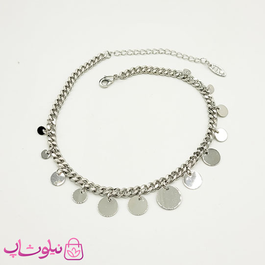 خرید  پابند زنجیری ysx با آویز دایره نقره ای 