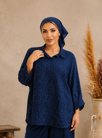 خرید شومیز نگین دار شانتون اعلا قواره بزرگ 40 تا 50