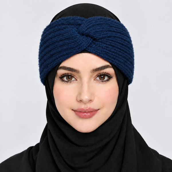 خرید هدبند بافت زنانه مدل گره‌ای (پاپیونی) برند کانفی – رنگ سرمه‌ای (Dark Navy Blue) 