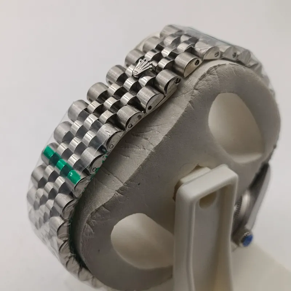 ساعت مردانه رولکس دیت جاست استیل صفحه سفید نگین دار موتور کوارتز ژاپن مسترکوالیتی