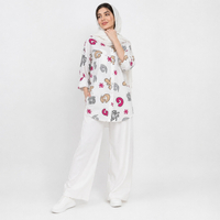 مانتو زنانه لینن طرح دار پازل کد 205
