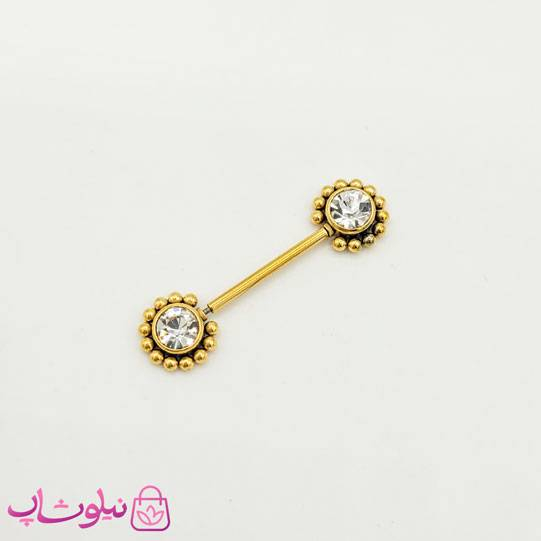 خرید پیرسینگ سینه (نیپل) نگیندار طلایی
