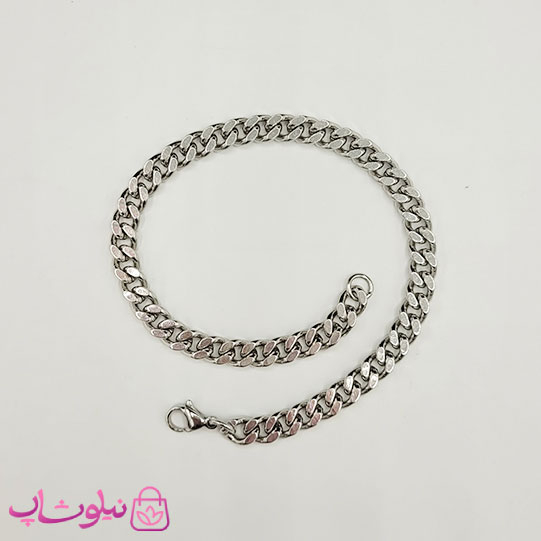 خرید  دستبند مردانه مدل کارتیه نقره ای استیل 22 سانت 5 میل 