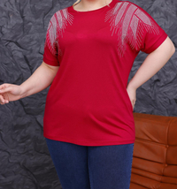 بلوز زنانه ویسکوز نگین دار طرح بال فرشته کد 55
