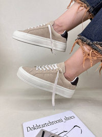 ونس زنانه لژدار زارا موکا ZARA Canvas Syle Trainers کد 1561 🤎 دختر طهرونی