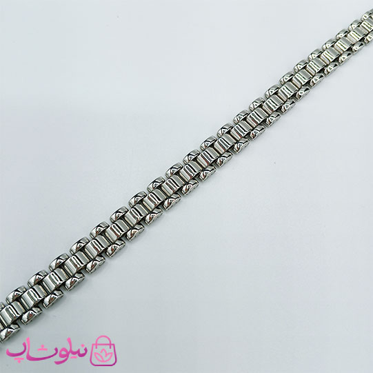 دستبند ژوپینگ طرح رولکس نقره ای طول 19.5 سانت کد 1099
