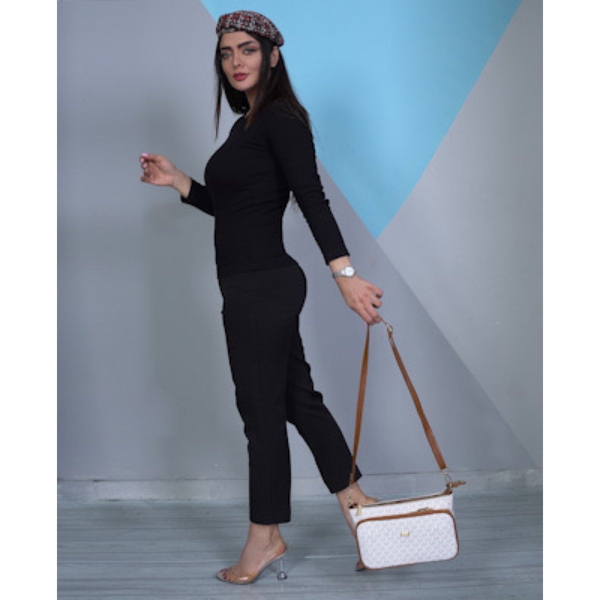خرید  کیف دوشی زنانه مایکل کورس مدل ۳زیپ چرم صنعتی سفید Michael Kors 