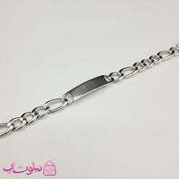 خرید  دستبند مردانه مدل فیگارو پلاک دار نقره ای رنگ 