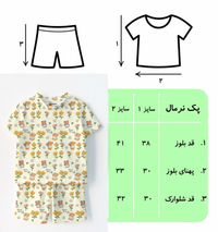 ست تیشرت و شلوارک تابستانه دخترانه (2تا4سال) طرح تدی و گل